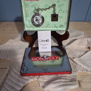 Colibri Monopoly Pocket Watch Reading Railroad Silver Tone Collector Tin NIB